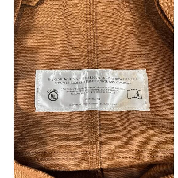 Carhartt FR Bib Overalls 34x32 | Fire Resistant 2112 CAT2 Zip Leg Workwear Brown - Picture 9 of 11